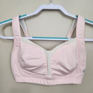 Lululemon Ta Ta Tamer Sports Bra Pink White SZ 32DD Convertible Straps Gym